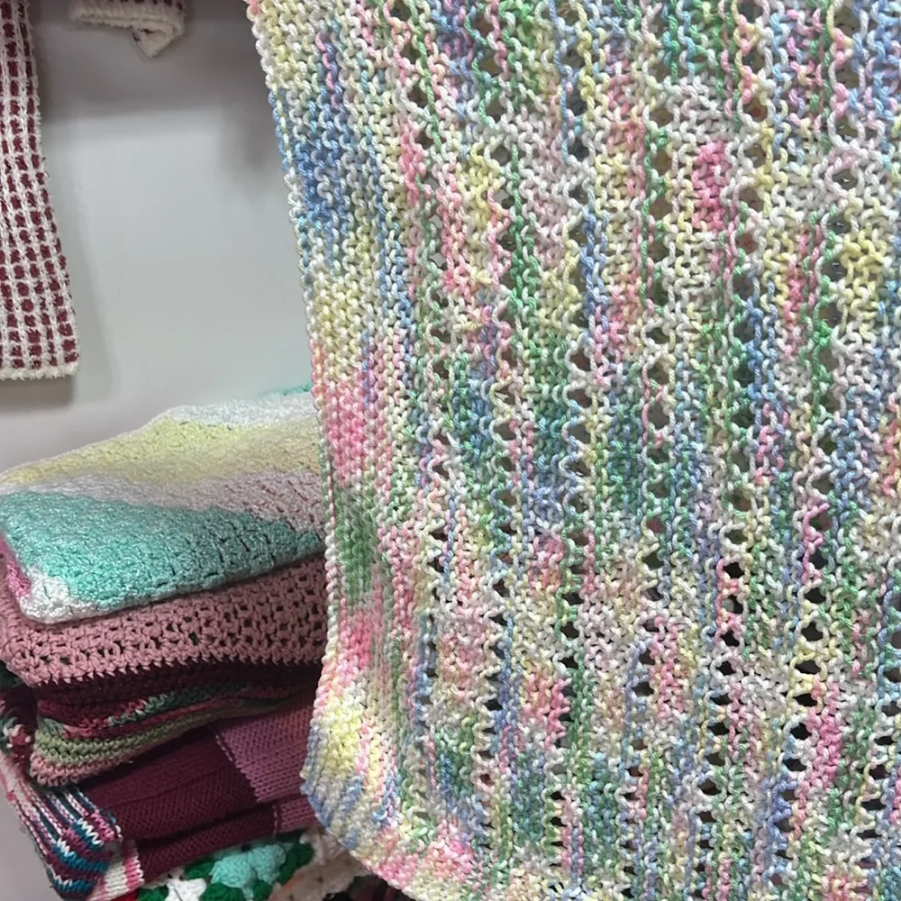 40 x 41 Hand Knit Throw Blanket Small Handmade
